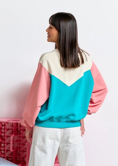 Sweat en coton bio | rose/ turquoise "max - Perpète