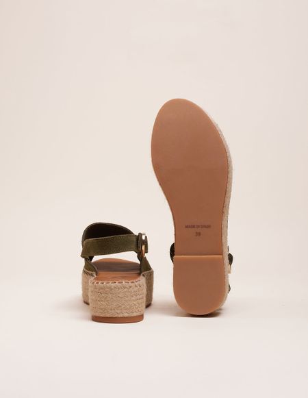 Plateau-Espadrilles aus zertifiziertem Leder | Grün "espadrilles maya - suède sapin", Odaje ex M.Moustache, Foto 5