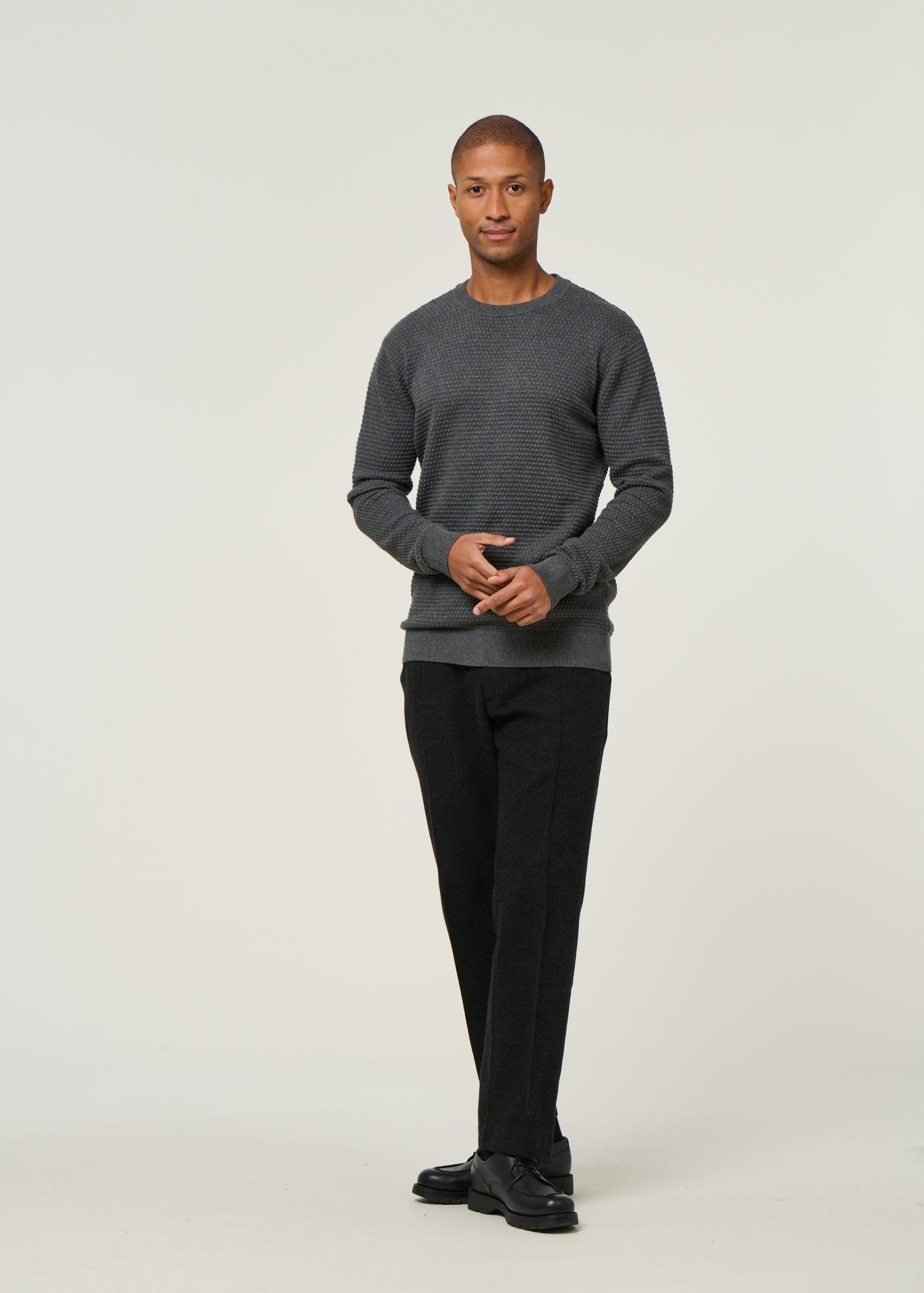 Pull en coton bio | gris "vagn dark grey melange", Knowledge Cotton Apparel, photo 4