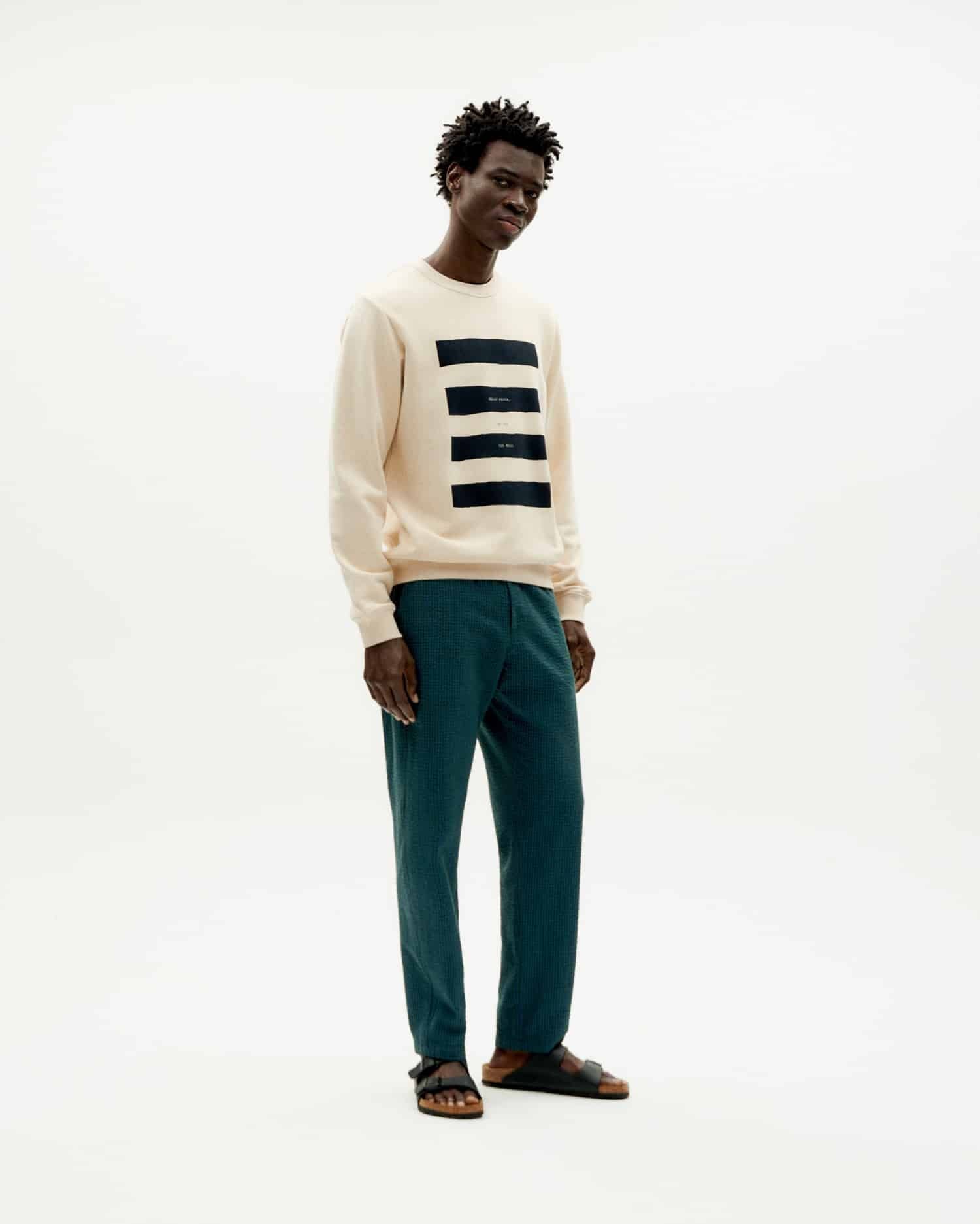 Sweatshirt aus Bio-Baumwolle | Ecru mit Print "hello playa sweatshirt ivory", Thinking Mu, Foto 4