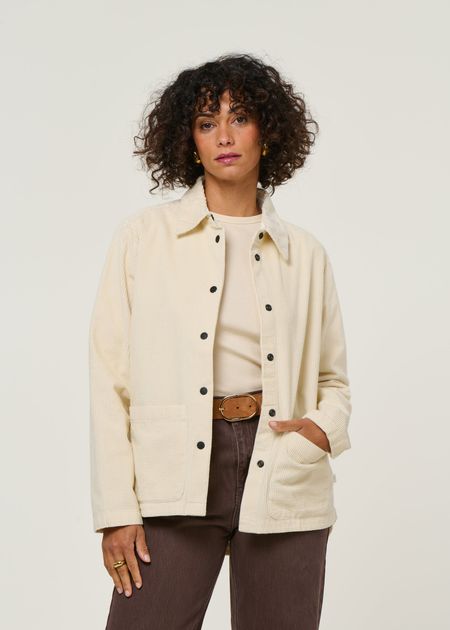 Cordjacke aus Bio-Baumwolle | Ecru "corduroy overshirt - egret", Knowledge Cotton Apparel, Foto 3