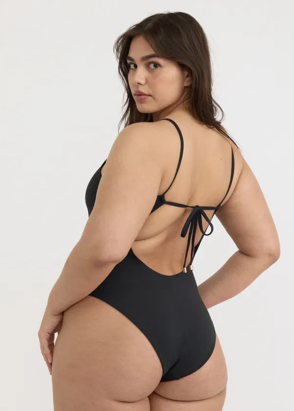 Maillot une pièce en matières recyclées | noir "swim open back one-piece - black", Organic Basics