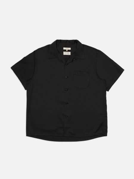Chemise manches courtes en tencel | noir "arthur bowling shirt saftey pi" - Nudie Jeans