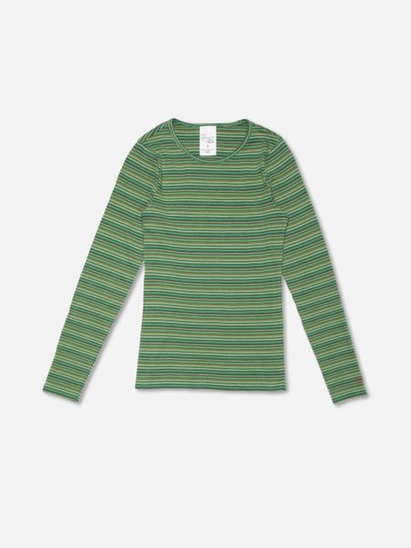 T-shirt en coton bio | vert "jessy ls t-shirt striped rib - multi"