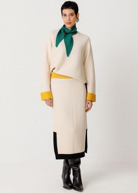 Jupe midi maille en coton biologique | écru "gilda cream"