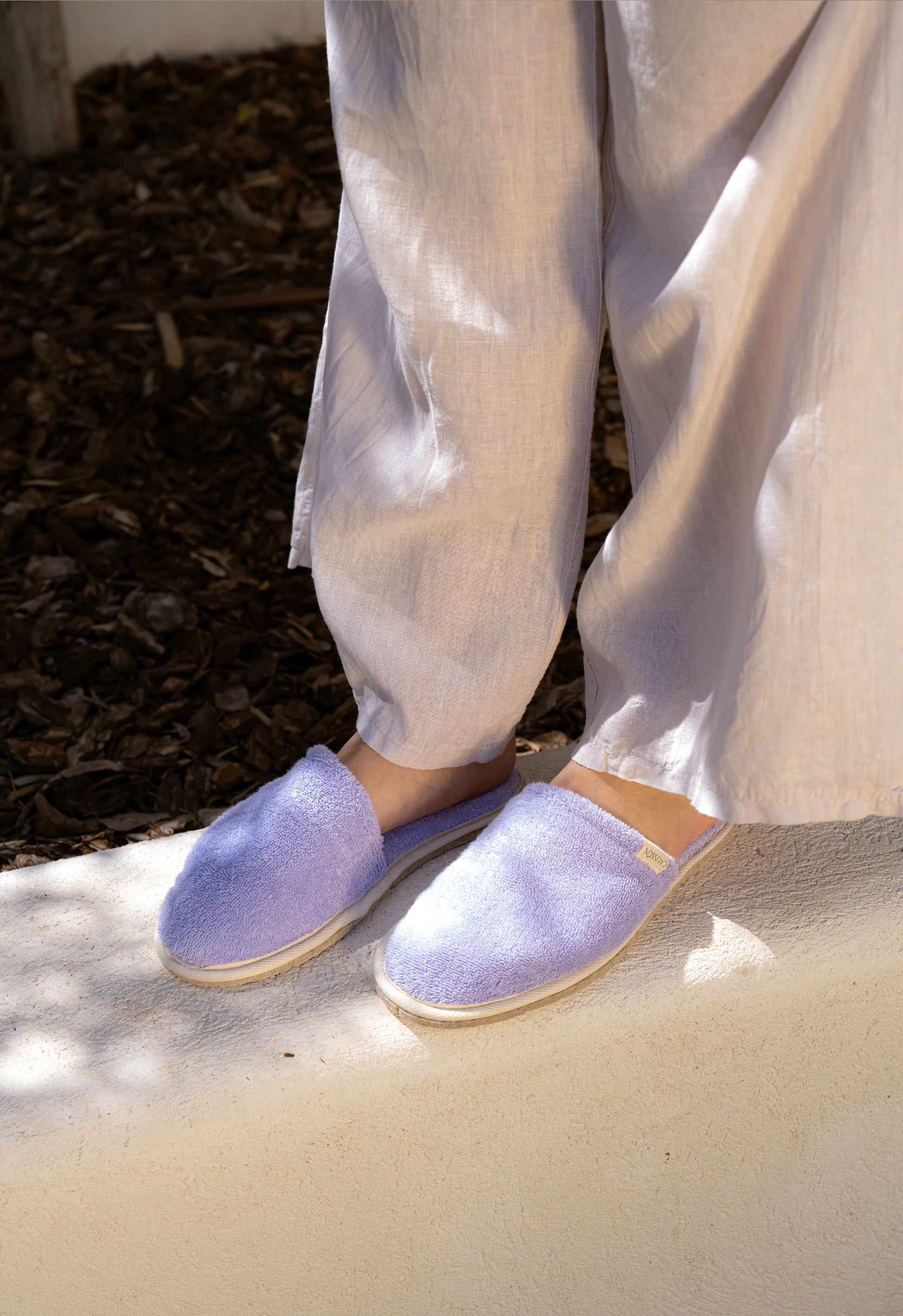 Chaussons en éponge et laine recyclée | violet "simone éponge lilas", Caussun, photo 3