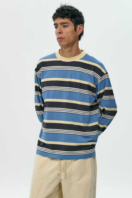 Langarmshirt aus Bio-Baumwolle| blau gestreift "Stripe blue ls tee", NWHR, Foto 1