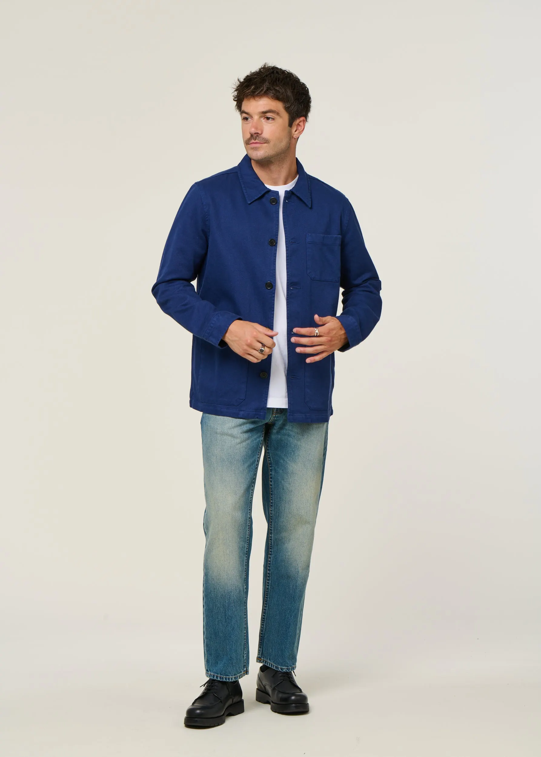 Veste worker en coton bio | bleu "barney worker jacket mid blue", Nudie Jeans, photo 4