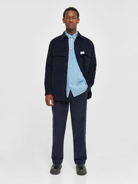 Blouson velours en coton bio et matière recyclée | marine "corduroy overshirt night sky", Knowledge Cotton Apparel, photo 3
