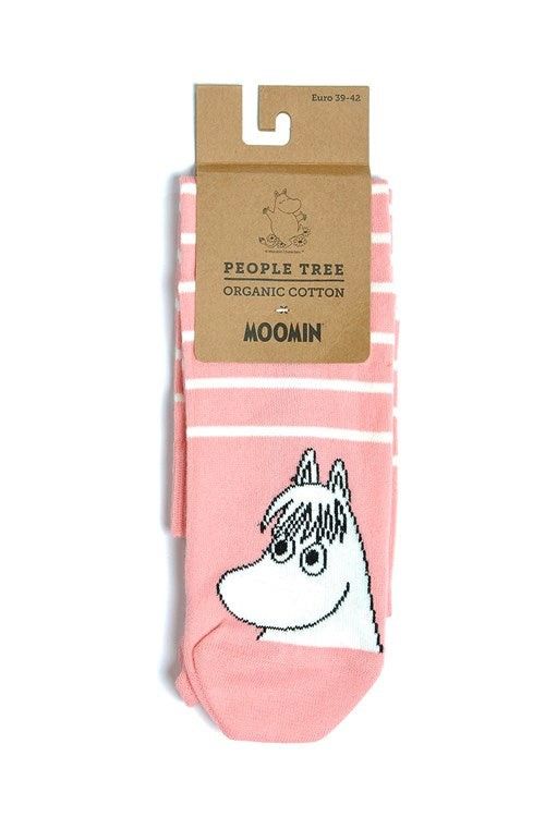 Chaussettes rayées roses en coton bio - snorkmaiden, People Tree, photo 1