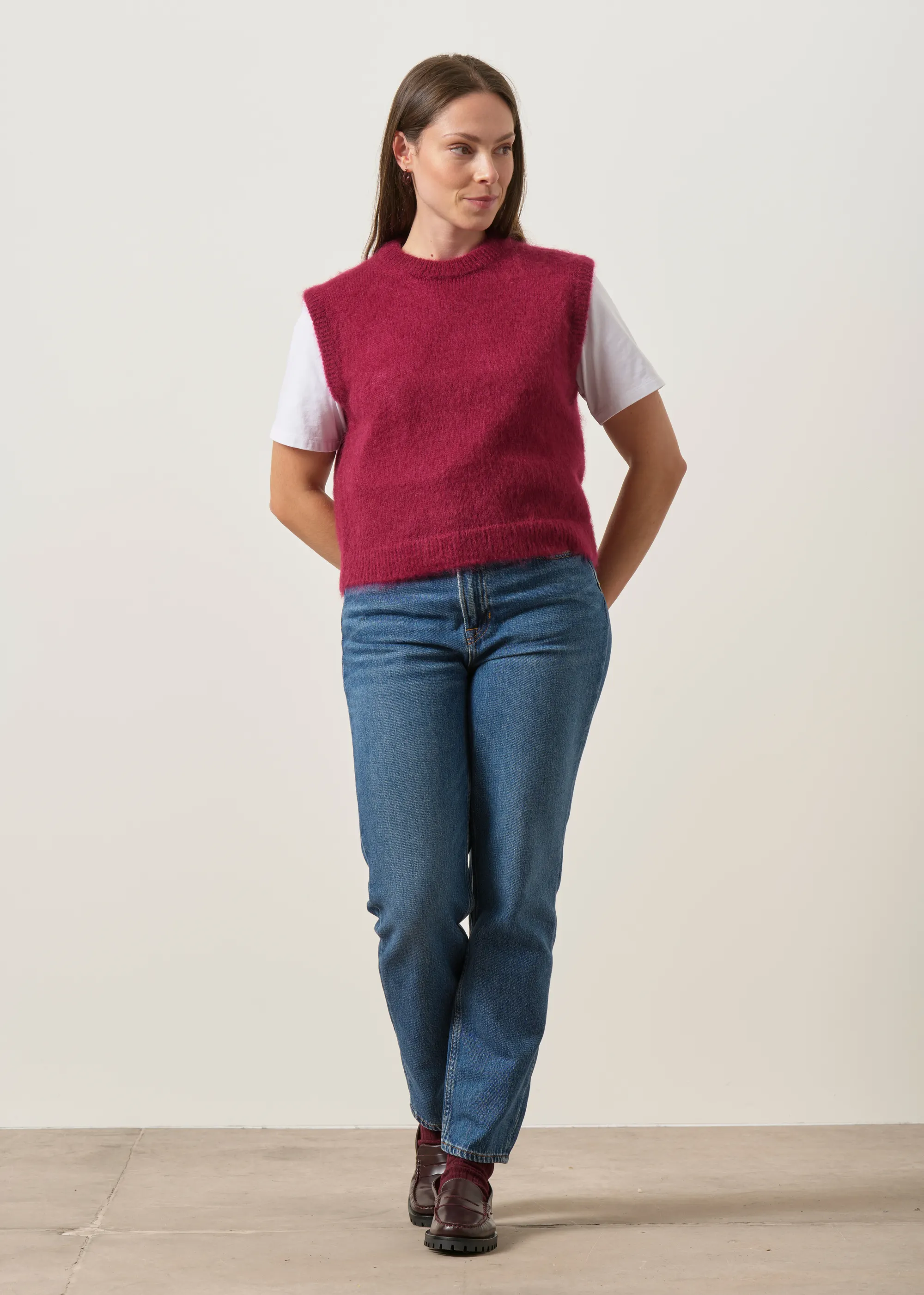 Pull sans manche en mohair certifié | aubergine "Luna", WeDressFair, photo 4