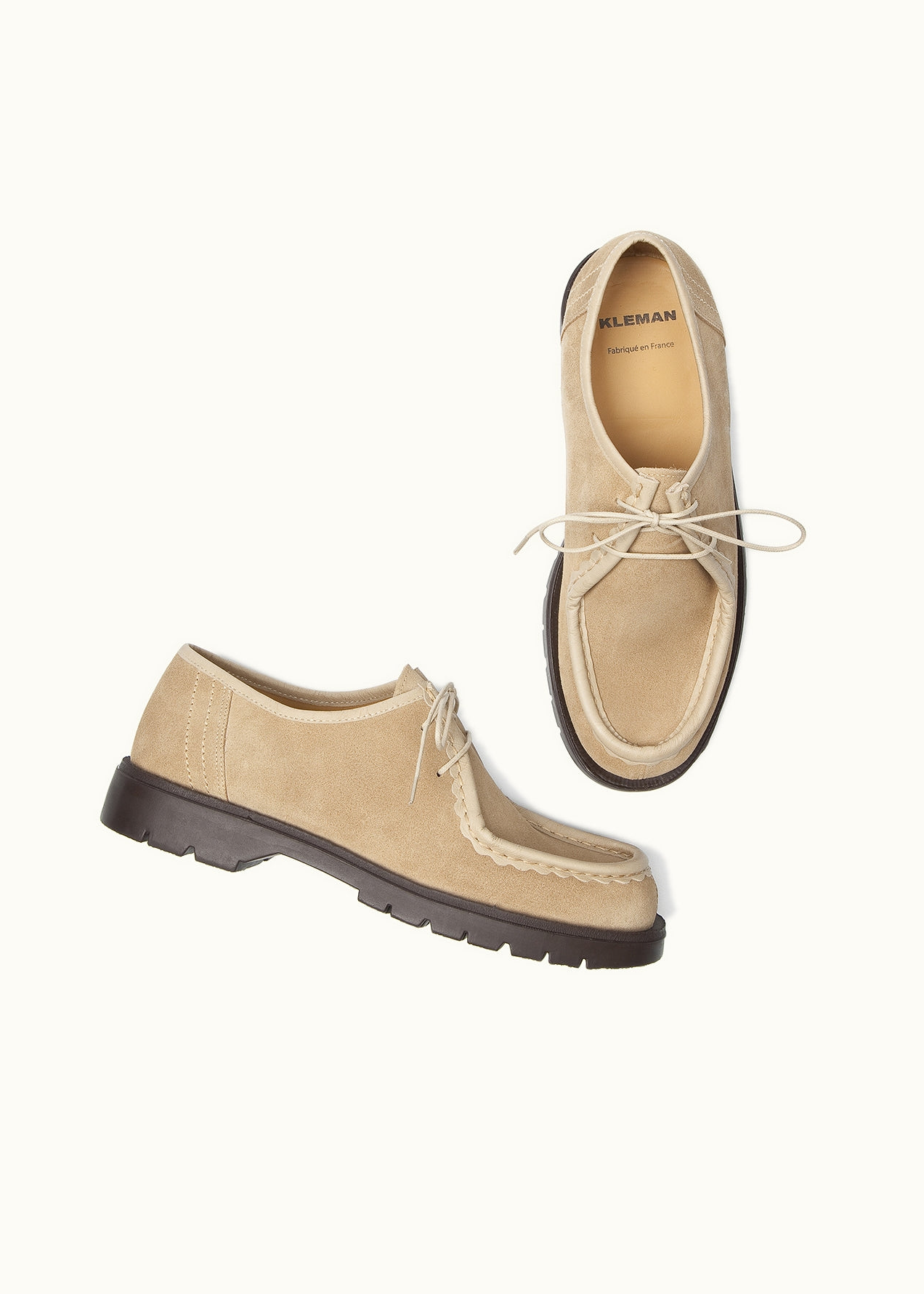Derbies made in france en cuir suède certifié | beige "padror v beige", Kleman, photo 3