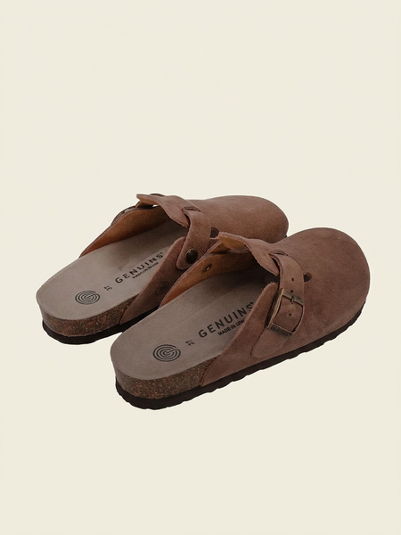 Sabots en cuir certifié | marron "riva velour terra" - Genuins