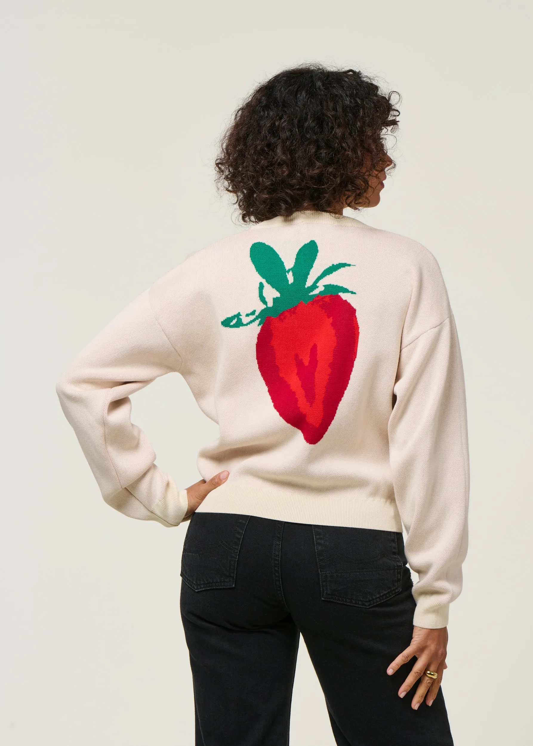 Pull en coton bio | écru "strawberry philis knitted sweater - white", Thinking Mu, photo 2