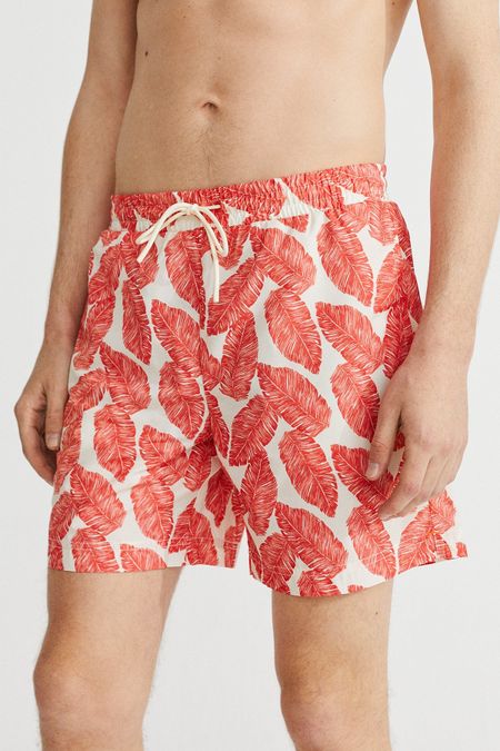 Short de bain à motifs corail recyclé