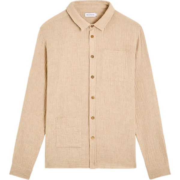 Chemise en gaze de coton bio | beige "oihana - cappuccino", Bask in the Sun