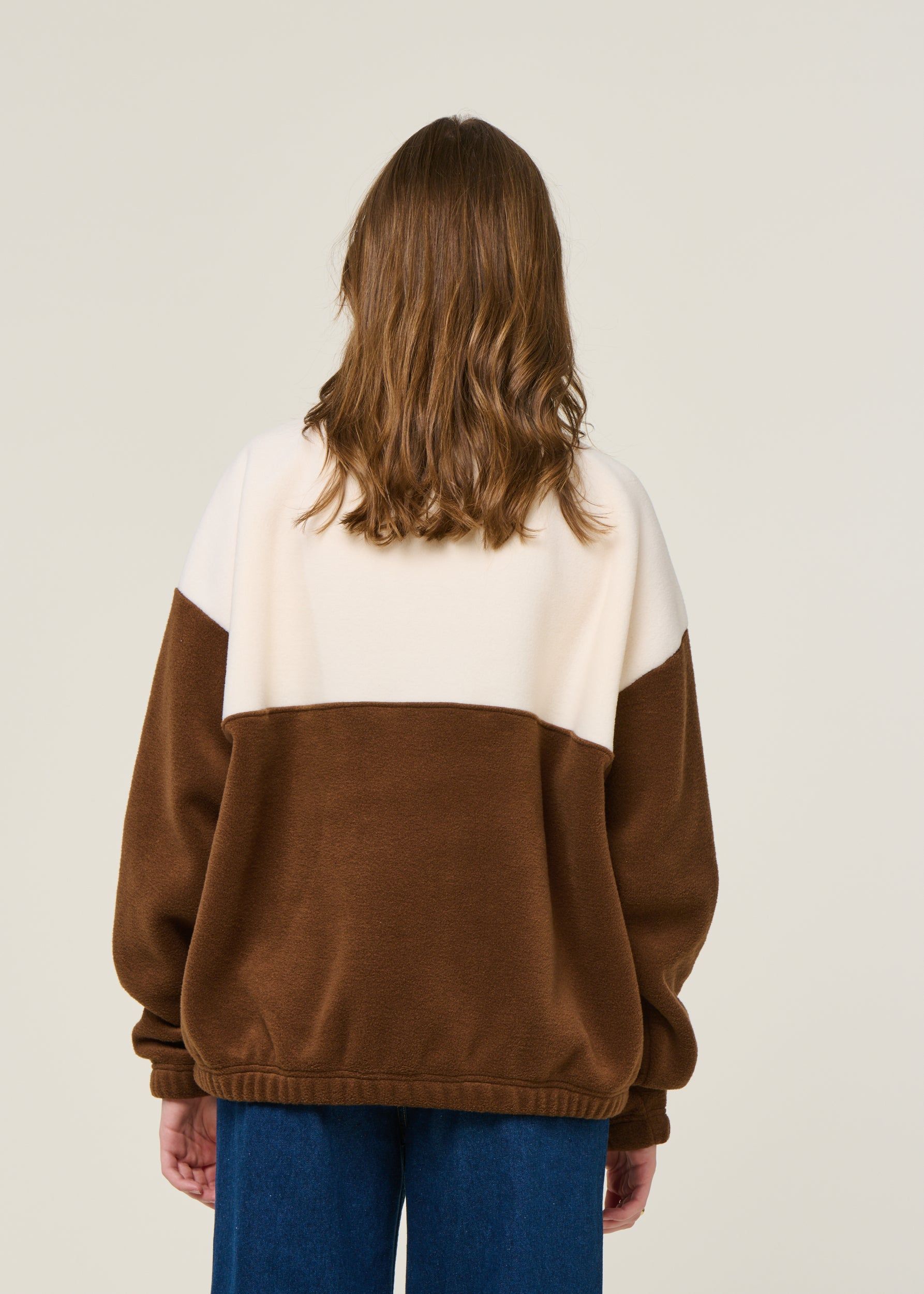 Sweat polaire en matière recyclée | écru/chocolat "sven", émoi émoi, photo 3