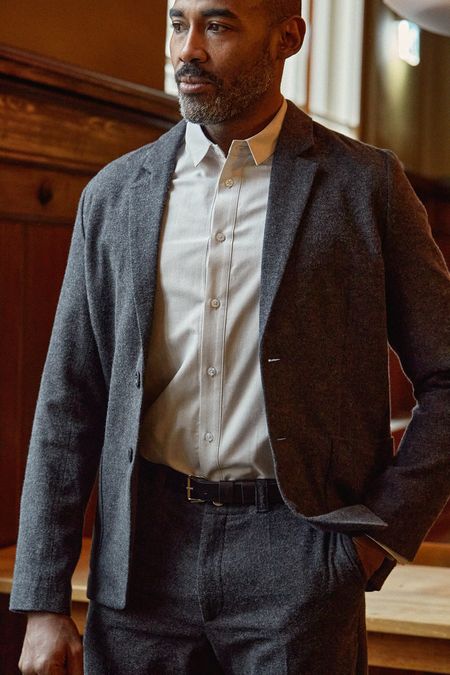 Blazer flanelle en coton bio | noir "enver blazer eco coal flannel"