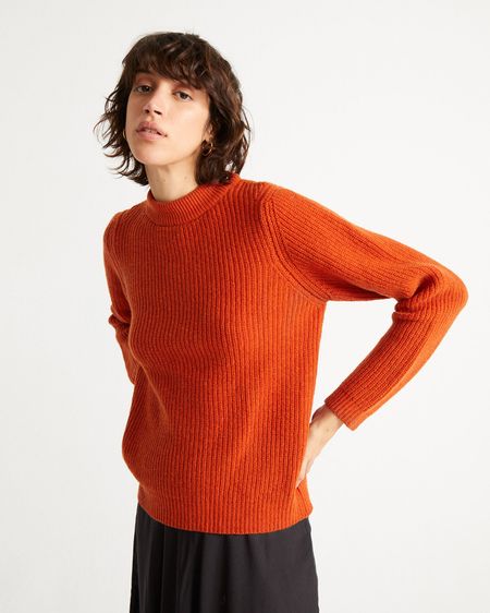Pull col haut orange en laine certifiée - hera orange
