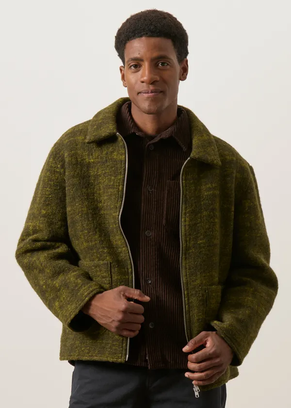Veste en laine et coton bio | vert "Zip jacket - speckled green", Rotholz