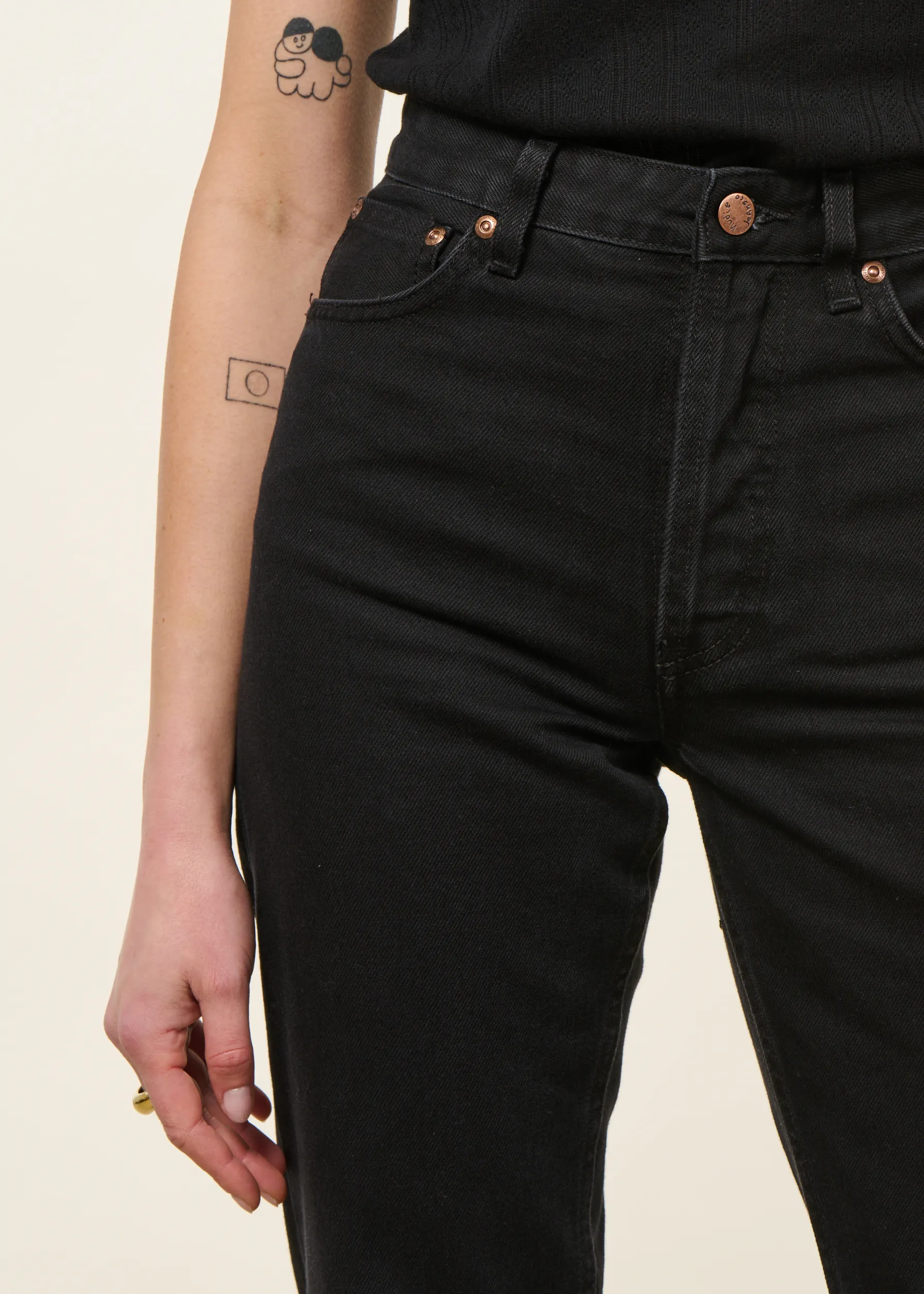 Jean mom en coton bio | noir "breezy britt aged black", Nudie Jeans, photo 5