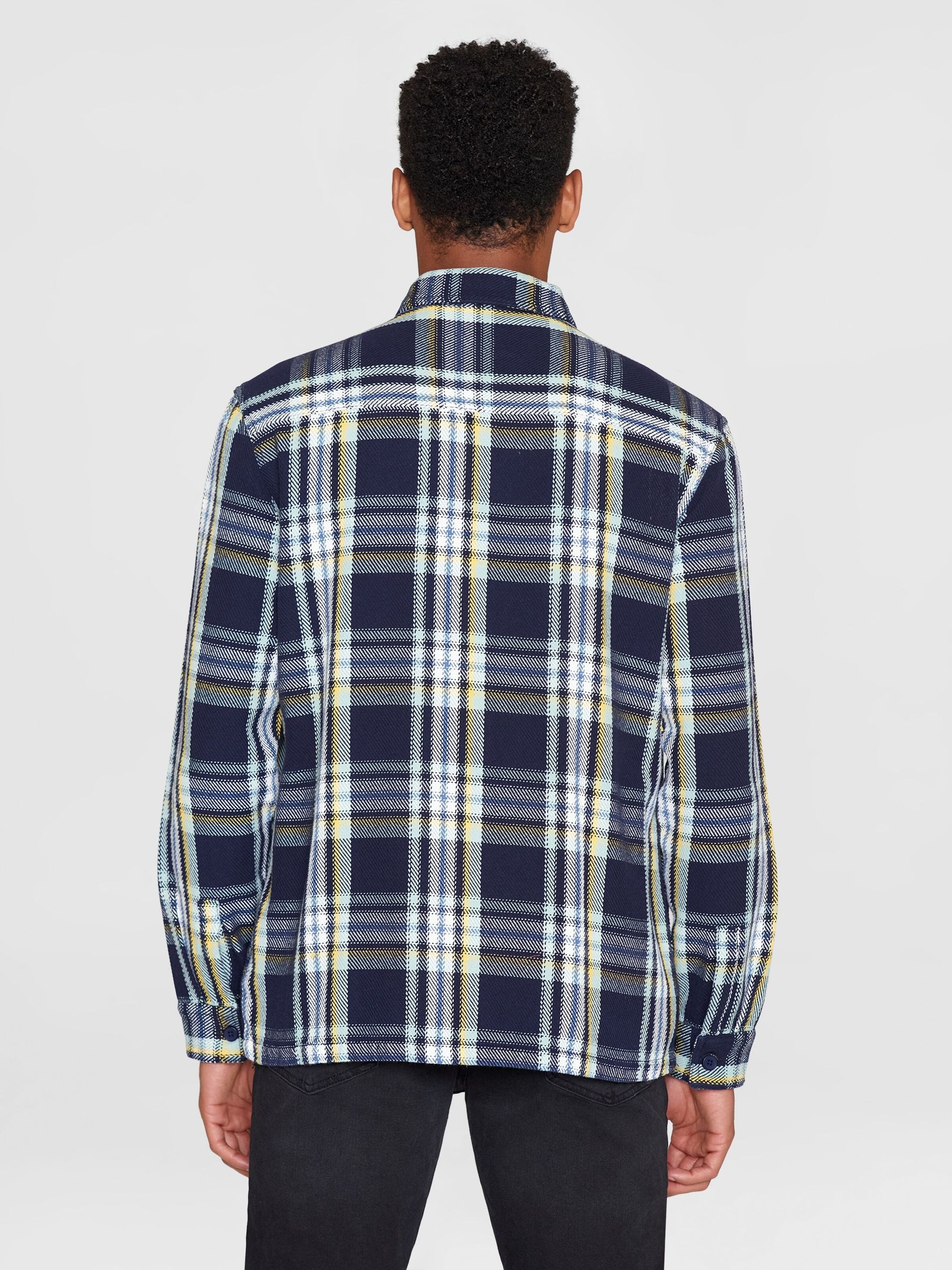 Kariertes Overshirt aus Bio-Baumwolle | Blau "checked overshirt blue check", Knowledge Cotton Apparel, Foto 3