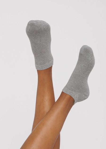 Pack 2 paires de chaussettes basses grises en coton bio - grey melange