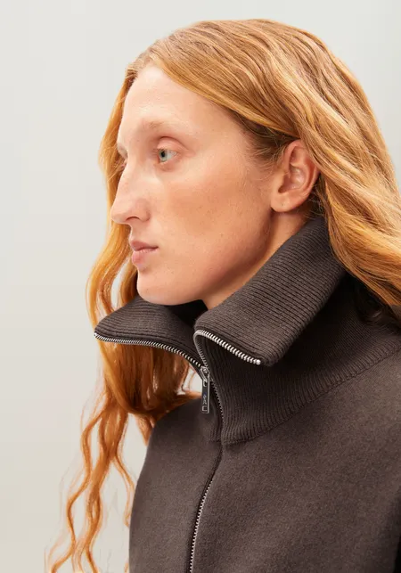 Veste en matières biologiques et recyclées | marron "cotton-wool knit jacket - claystone", Armedangels