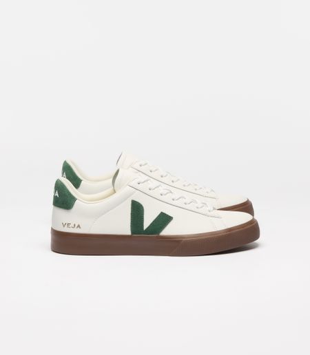 Baskets en cuir | blanc et vert "campo - white_cyprus_bark" - Veja