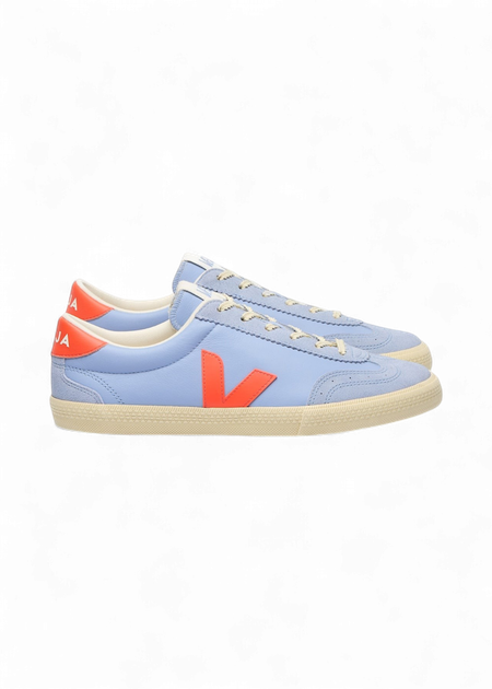 Baskets en cuir | bleu "volley - olympe orange fluo calcaire" - Veja