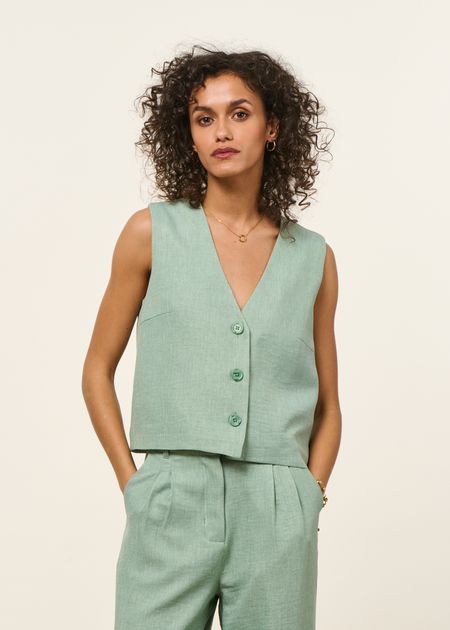 Gilet sans manches en matière recyclée | vert d'eau "Colada feelings vest top - green"