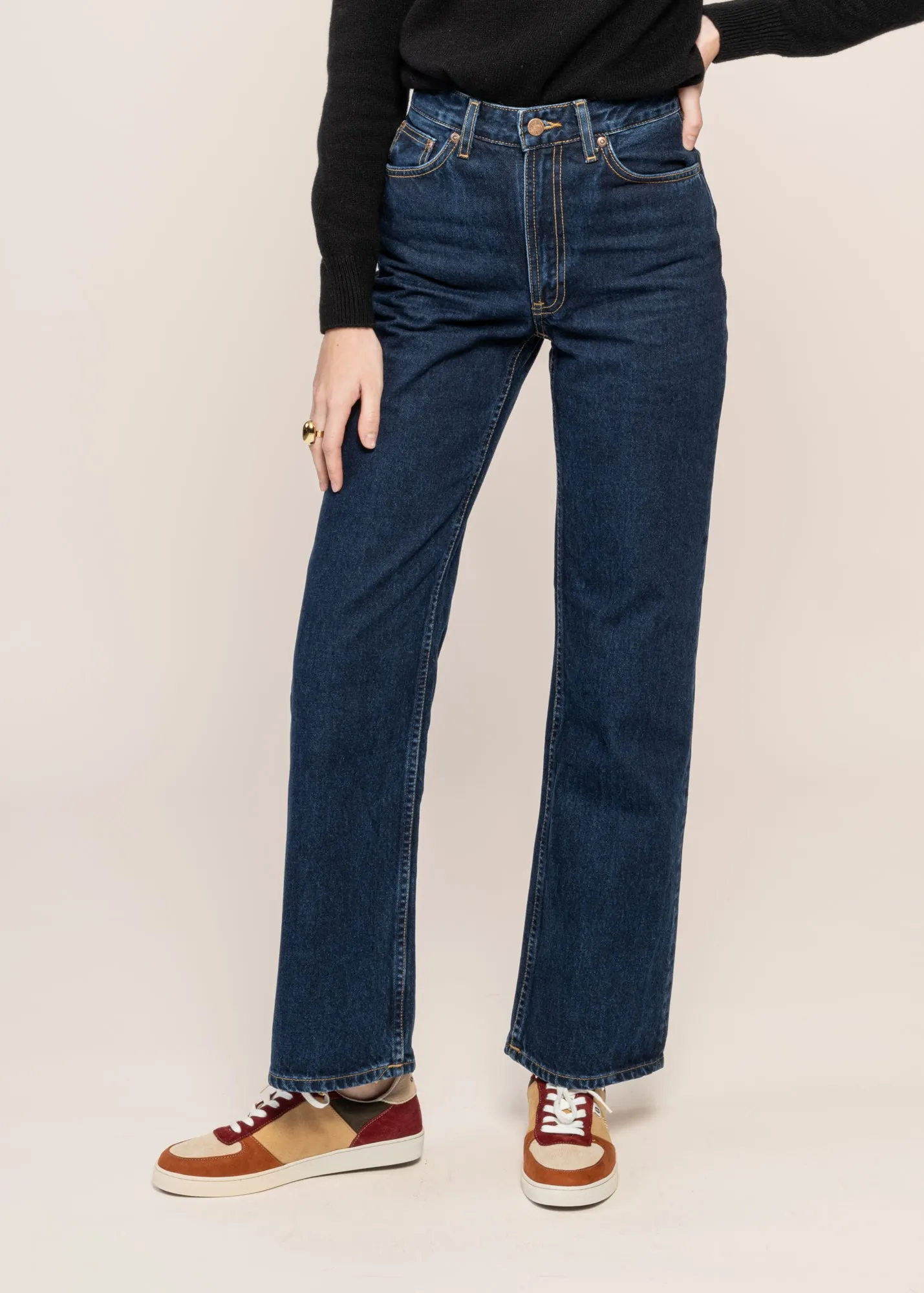Jean droit large en coton bio | bleu foncé "clean eileen indigo dipped", Nudie Jeans, photo 3