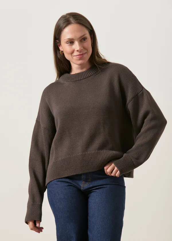 Pull en coton bio | marron "Yagmur - zartbitter", Jan'n June