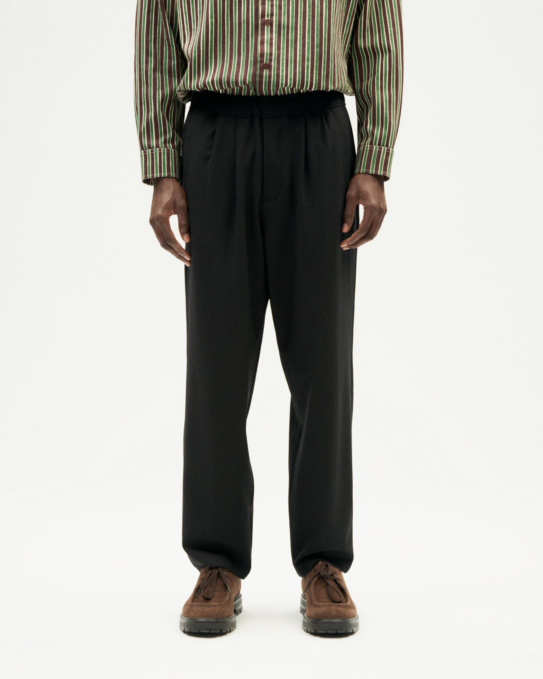 Pantalon droit en laine | noir "black damien pants", Thinking Mu, photo 1