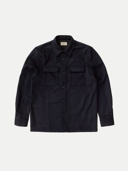 Surchemise bleu marine en laine recyclée - sten wool solid navy, Nudie Jeans, photo 7
