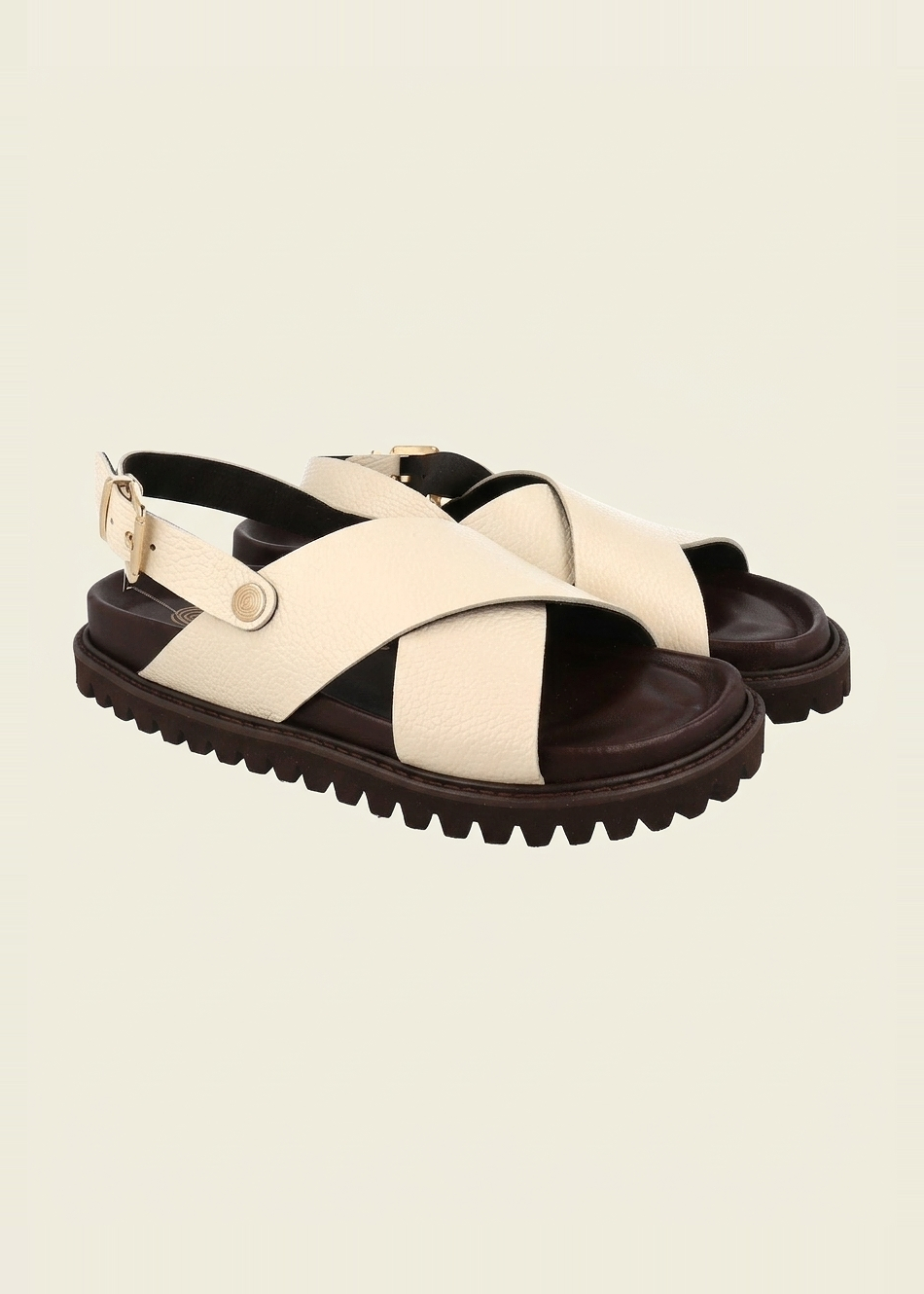 Sandalen aus zertifiziertem Leder | Weiß "melen embossed leather chalk" new, Genuins, Foto 2