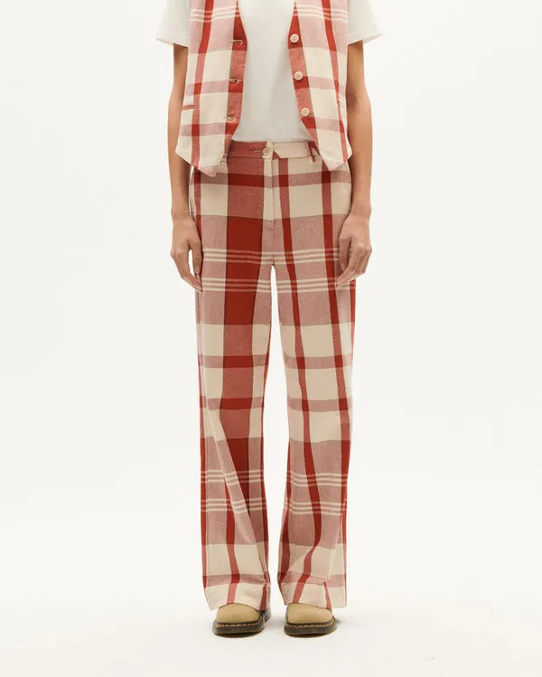 Karierte Hose mit lockerem Schnitt aus Bio-Baumwolle | Rot "picnic checks hermione pants multicolor", Thinking Mu