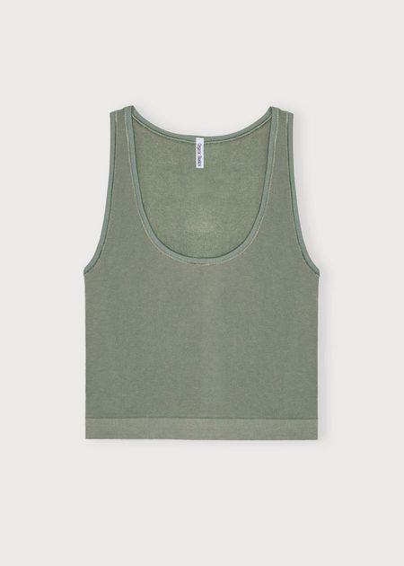 Débardeur court maintien léger en ecovero | vert d'eau "luxe touch tank top seaweed"