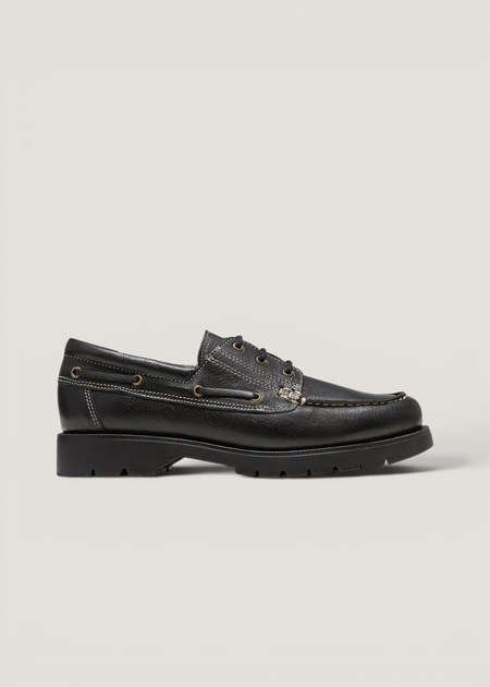 Chaussures bateau en cuir certifié | noir "embruns oak noir" - Kleman