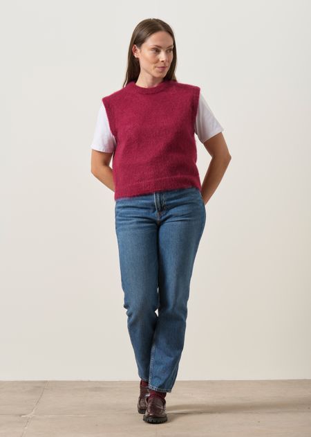 Pull sans manche en mohair certifié | aubergine "Luna", WeDressFair, photo 4