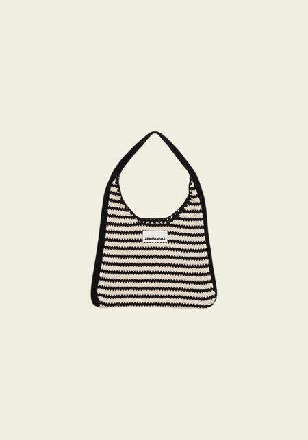 Sac cabas en maille en coton bio | noir et blanc "Tote bag knit w - undyed-black" - Armedangels