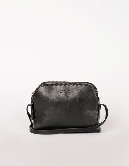Sac à main bandoulière en cuir certifié | noir "emily leather strap black stromboli leather" - O My Bag