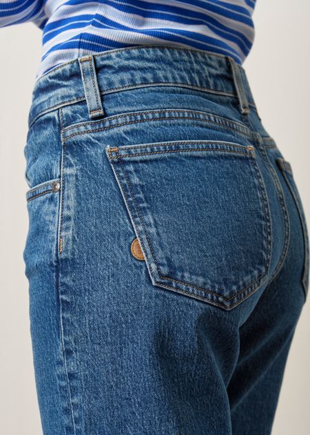 Jean droit en coton bio et recyclé | bleu "carry mid straight - stone vintage" - Mud Jeans