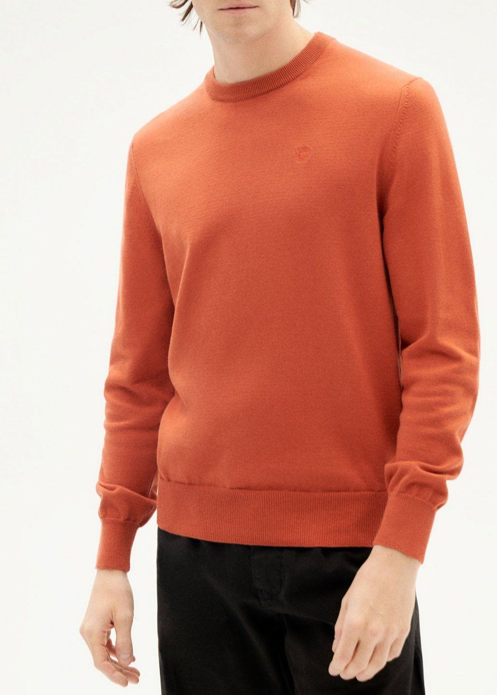 Pull orange en coton bio - burn orlando knit sweater, Thinking Mu, photo 1