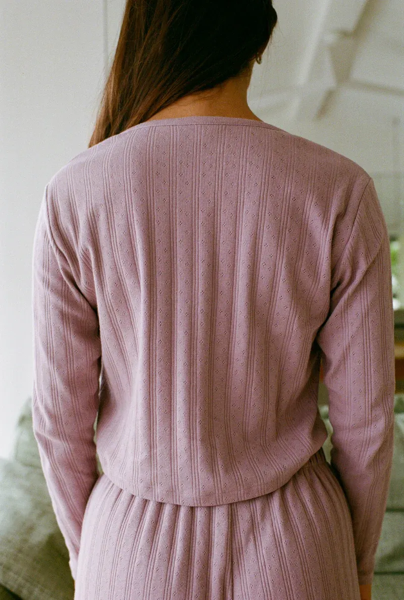 Top pyjama en coton bio | mauve "maud", Nénés Paris, photo 3