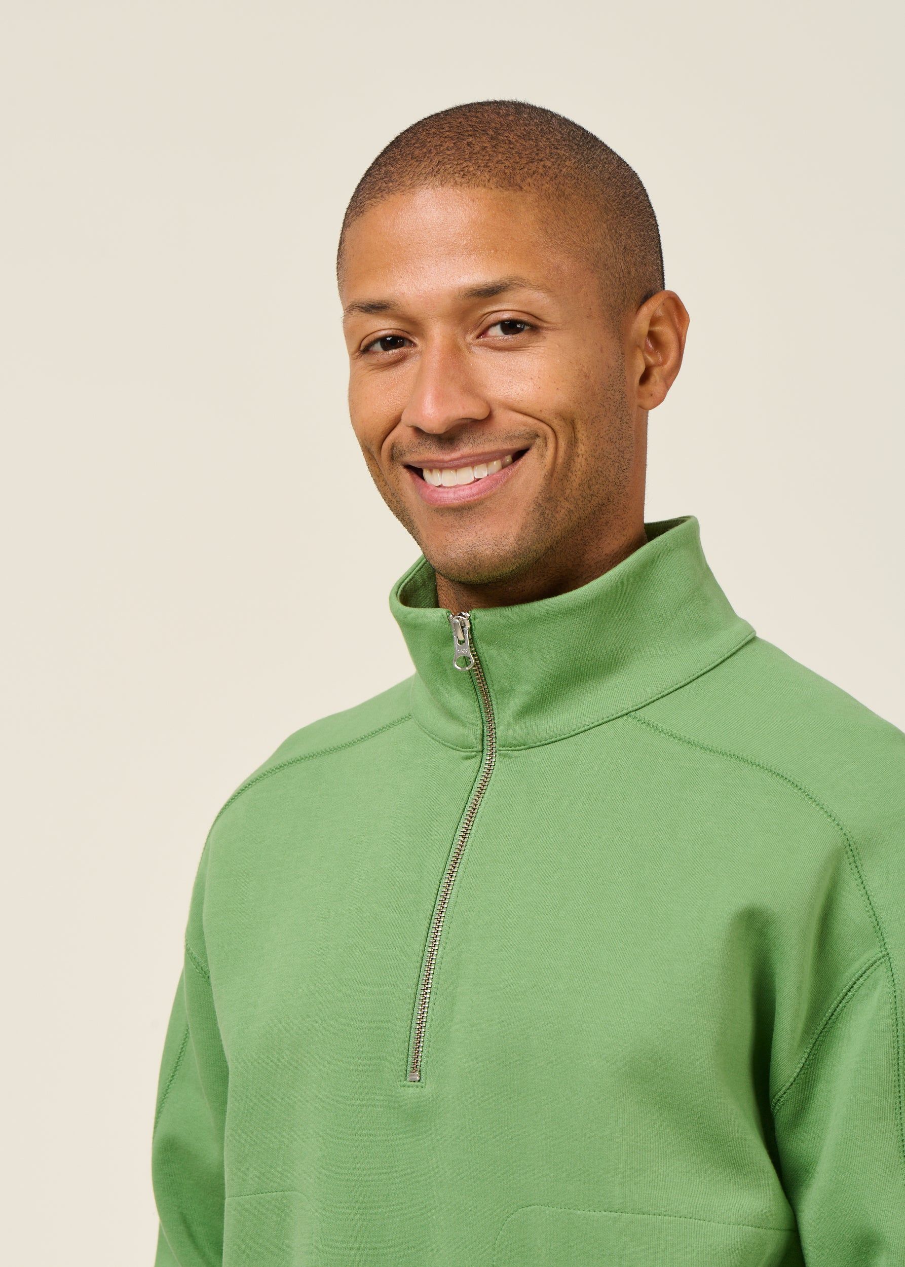 Sweatshirt col camionneur en coton bio | vert "ivy pipo - green", Thinking Mu, photo 2