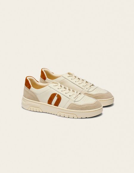 Baskets en cuir certifié |  écru-marron "nino"