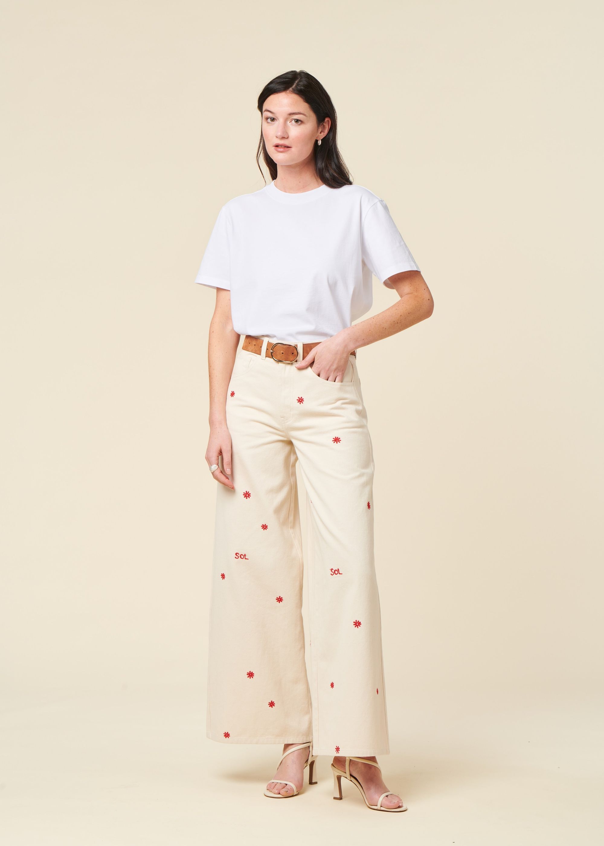Weite Jeans aus Bio-Baumwolle | Ecru "sol chain hedda pants", Thinking Mu, Foto 1