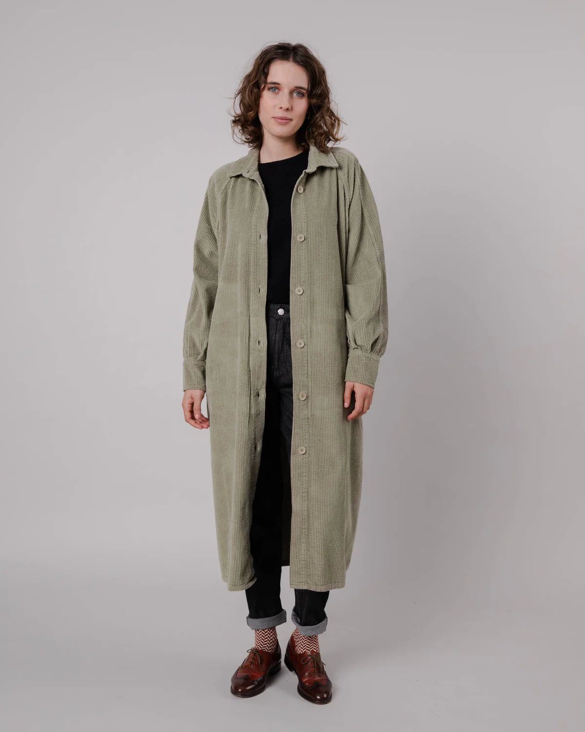 Cord-Trenchcoat aus Bio-Baumwolle | Hellkhaki "corduroy jacket pale green", Brava Fabrics, Foto 3