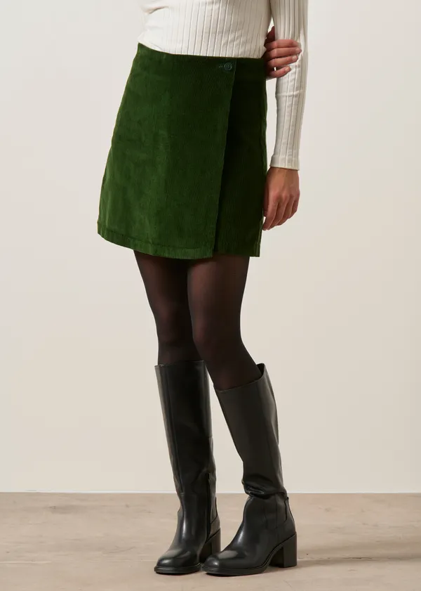 Jupe short en velours côtelé vert "rosa" - vert, WeDressFair
